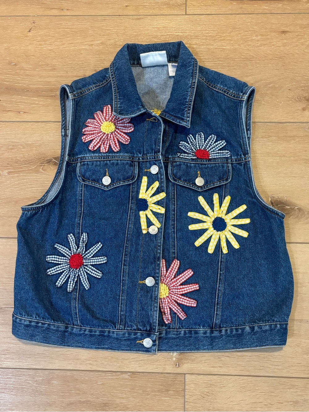 Vintage Susan Bristol Jean Vest Floral Medium